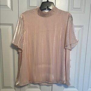 NWT LC Lauren Conrad Blush Pink Mandarin Collar Blouse